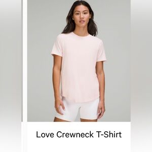 Lululemon Love Crewneck curved hem shirt. Size 12 strawberry milkshake